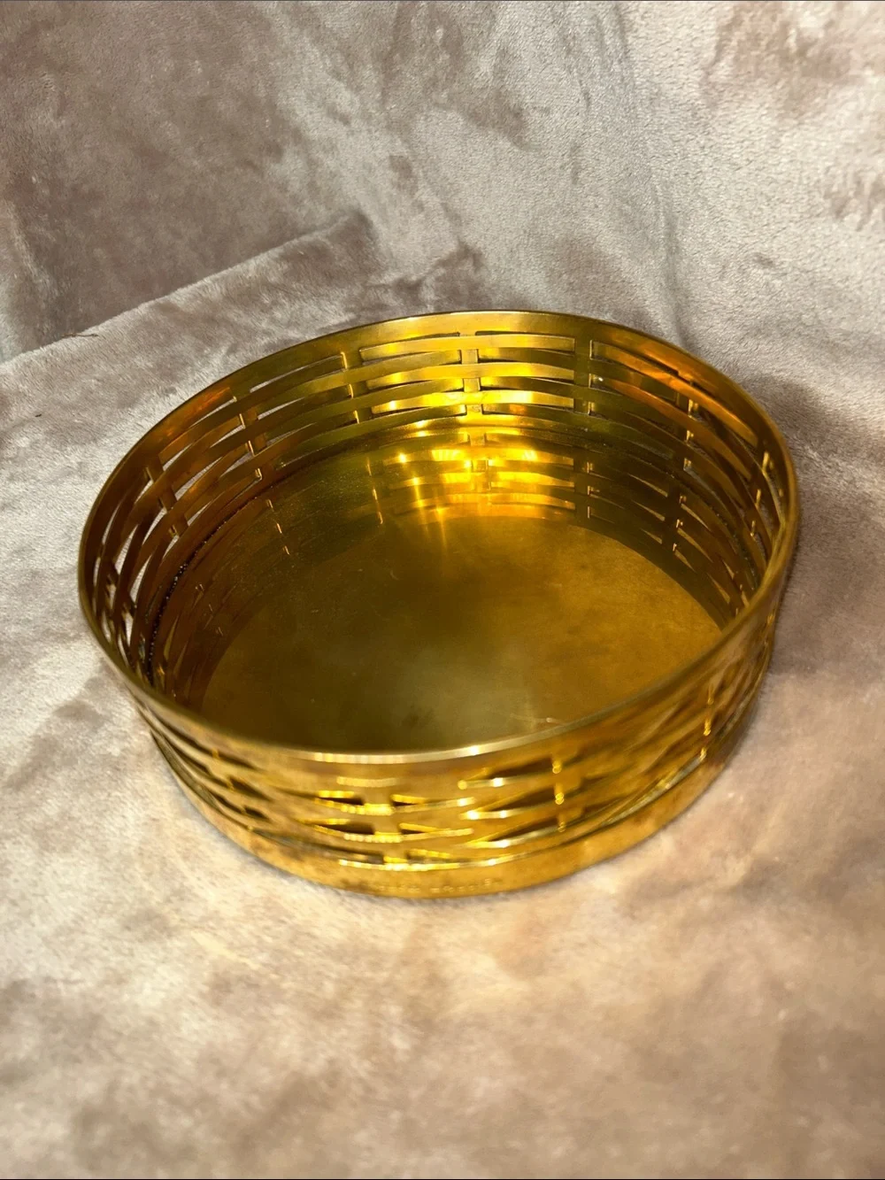 Ralph Lauren Home Gold Tone Brass Woven Luxury Trinket Catchall Bowl Vanity Tray